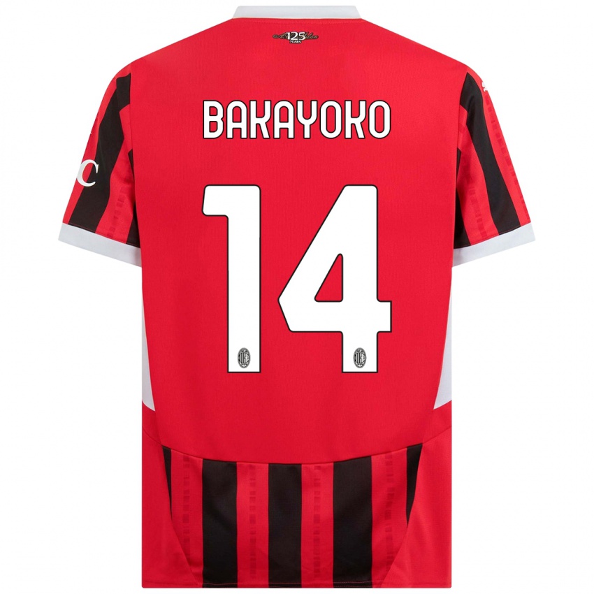 Gyermek Tiemoue Bakayoko #14 Piros Fekete Hazai Jersey 2024/25 Mez Póló Ing