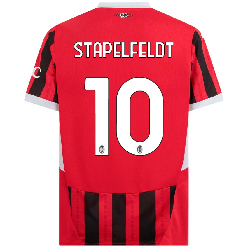 Gyermek Nina Stapelfeldt #10 Piros Fekete Hazai Jersey 2024/25 Mez Póló Ing