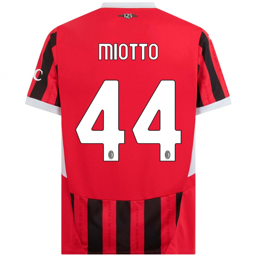 Gyermek Giorgia Miotto #44 Piros Fekete Hazai Jersey 2024/25 Mez Póló Ing