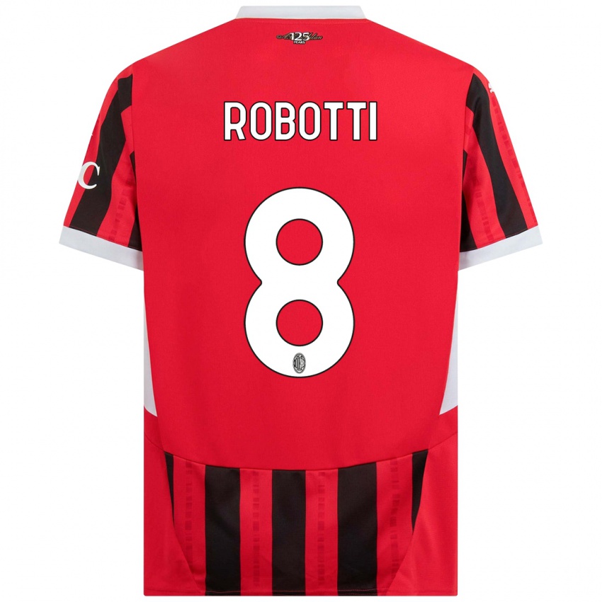 Gyermek Giovanni Robotti #8 Piros Fekete Hazai Jersey 2024/25 Mez Póló Ing