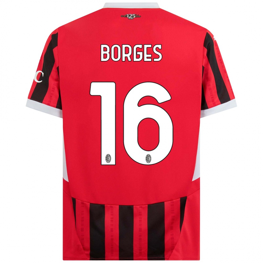 Gyermek Lenny Borges #16 Piros Fekete Hazai Jersey 2024/25 Mez Póló Ing