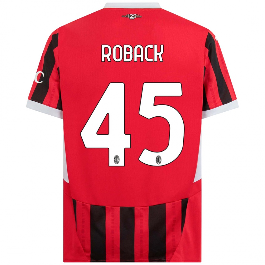 Gyermek Emil Roback #45 Piros Fekete Hazai Jersey 2024/25 Mez Póló Ing