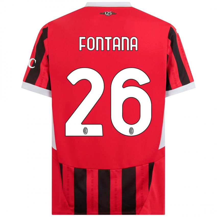 Gyermek Francesco Fontana #26 Piros Fekete Hazai Jersey 2024/25 Mez Póló Ing