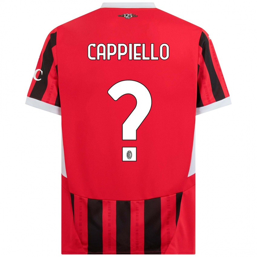 Gyermek Flavio Cappiello #0 Piros Fekete Hazai Jersey 2024/25 Mez Póló Ing