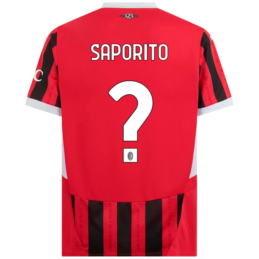 Gyermek Riccardo Saporito #0 Piros Fekete Hazai Jersey 2024/25 Mez Póló Ing