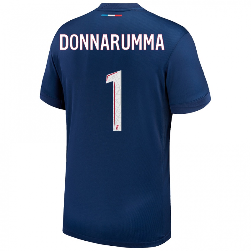 Gyermek Gianluigi Donnarumma #1 Sötétkék Fehér Hazai Jersey 2024/25 Mez Póló Ing