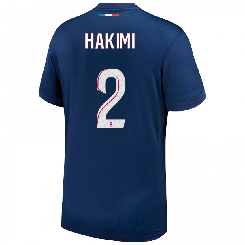 Gyermek Achraf Hakimi #2 Sötétkék Fehér Hazai Jersey 2024/25 Mez Póló Ing