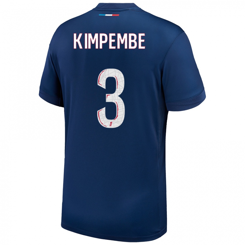 Gyermek Presnel Kimpembe #3 Sötétkék Fehér Hazai Jersey 2024/25 Mez Póló Ing