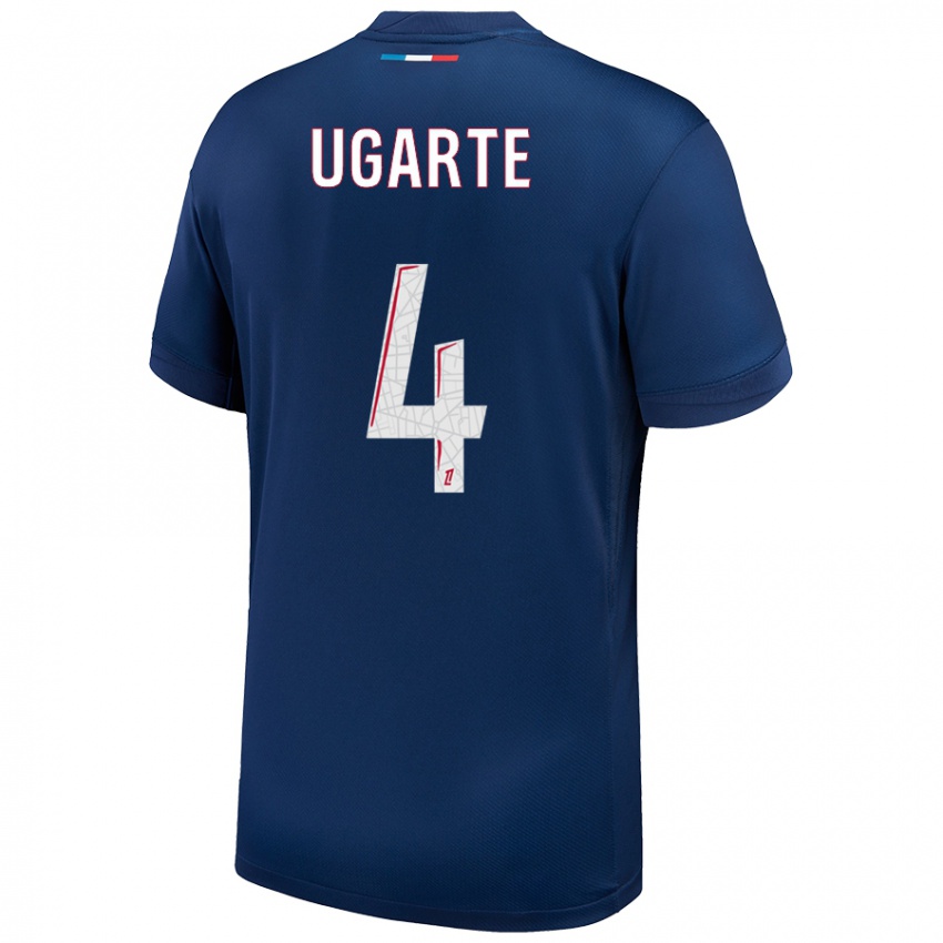 Gyermek Manuel Ugarte #4 Sötétkék Fehér Hazai Jersey 2024/25 Mez Póló Ing