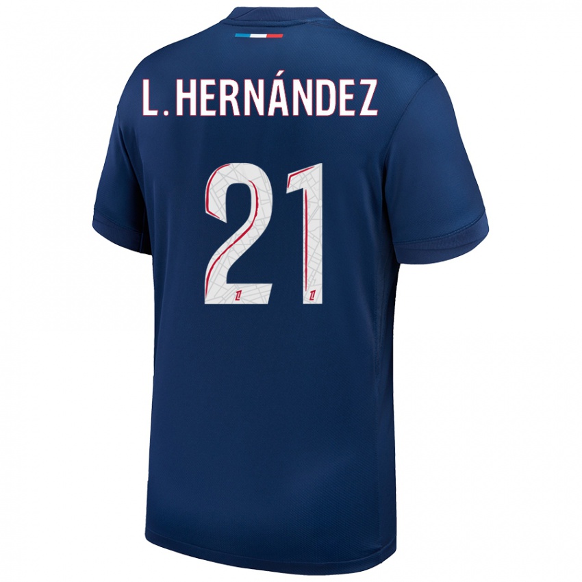 Gyermek Lucas Hernandez #21 Sötétkék Fehér Hazai Jersey 2024/25 Mez Póló Ing