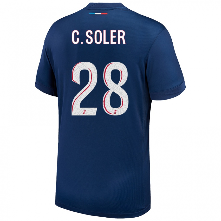 Gyermek Carlos Soler #28 Sötétkék Fehér Hazai Jersey 2024/25 Mez Póló Ing