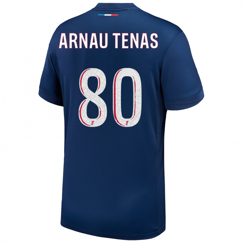 Gyermek Arnau Tenas #80 Sötétkék Fehér Hazai Jersey 2024/25 Mez Póló Ing