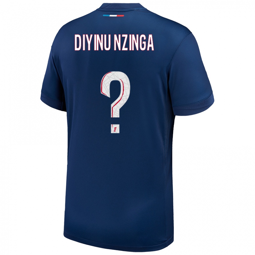 Gyermek Vainqueur Diyinu Nzinga #0 Sötétkék Fehér Hazai Jersey 2024/25 Mez Póló Ing