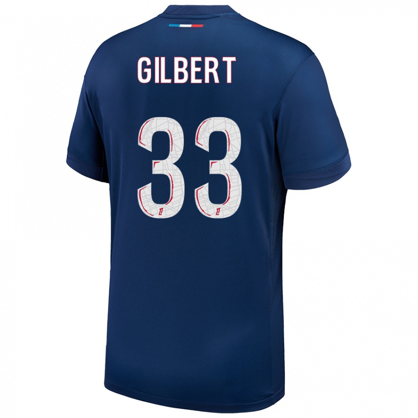 Gyermek Tara Elimbi Gilbert #33 Sötétkék Fehér Hazai Jersey 2024/25 Mez Póló Ing