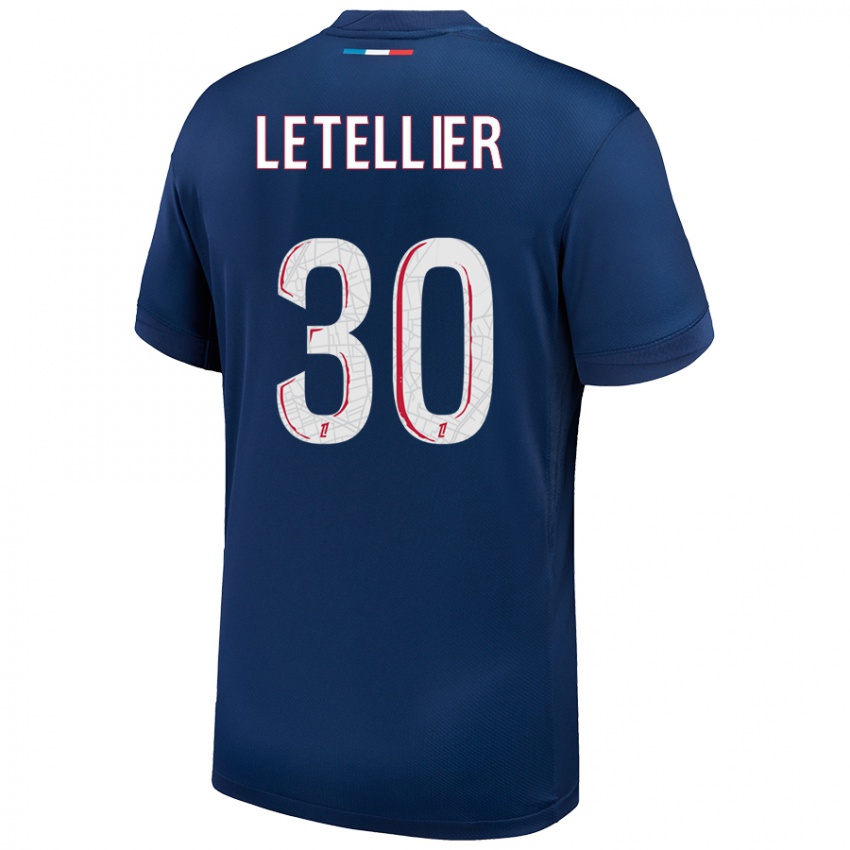 Gyermek Alexandre Letellier #30 Sötétkék Fehér Hazai Jersey 2024/25 Mez Póló Ing