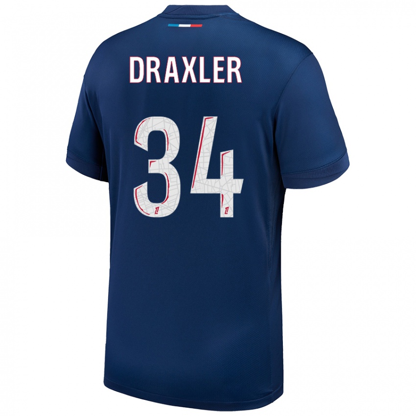 Gyermek Julian Draxler #34 Sötétkék Fehér Hazai Jersey 2024/25 Mez Póló Ing