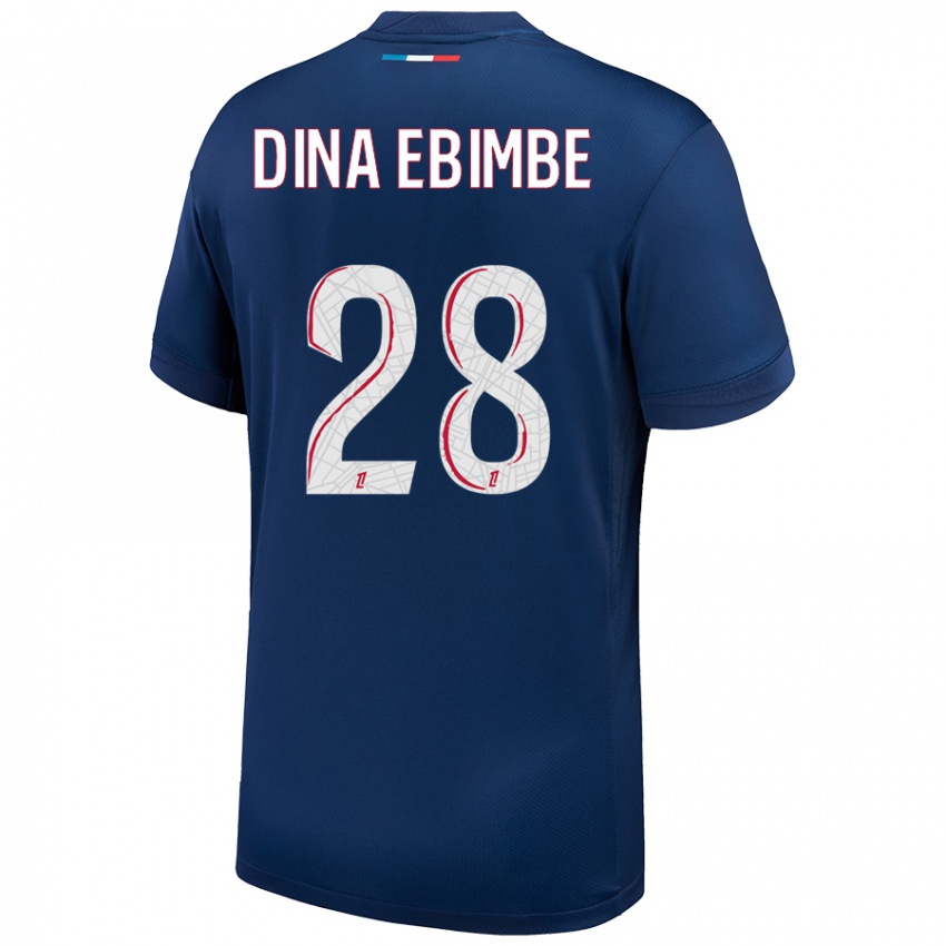 Gyermek Eric Junior Dina Ebimbe #28 Sötétkék Fehér Hazai Jersey 2024/25 Mez Póló Ing