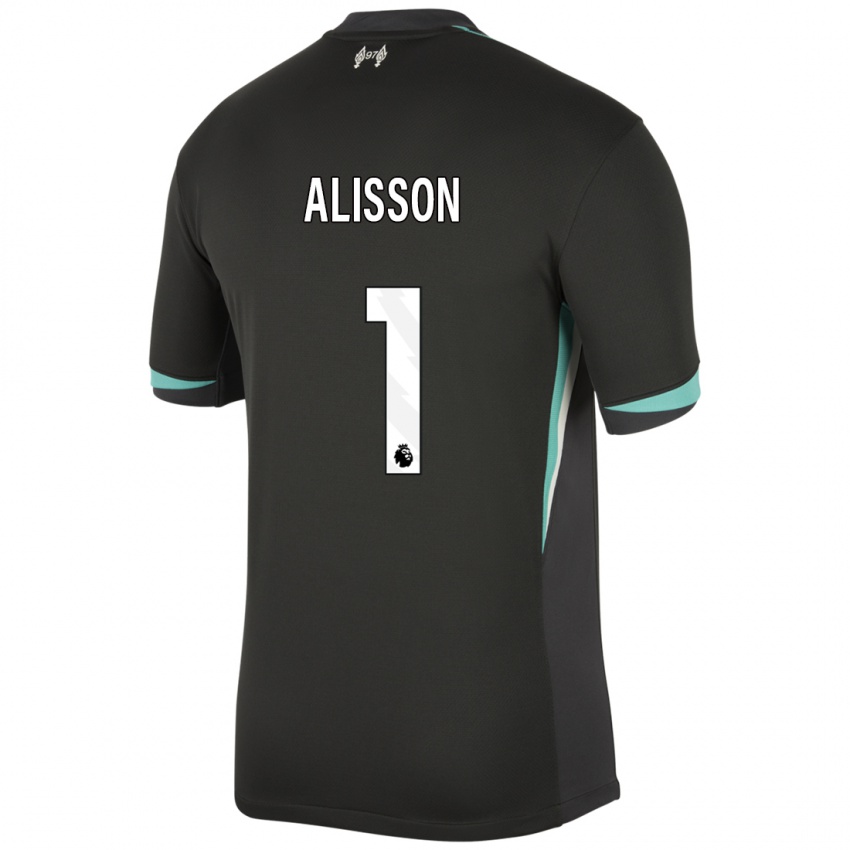 Gyermek Alisson #1 Fekete Antracit Fehér Idegenbeli Jersey 2024/25 Mez Póló Ing