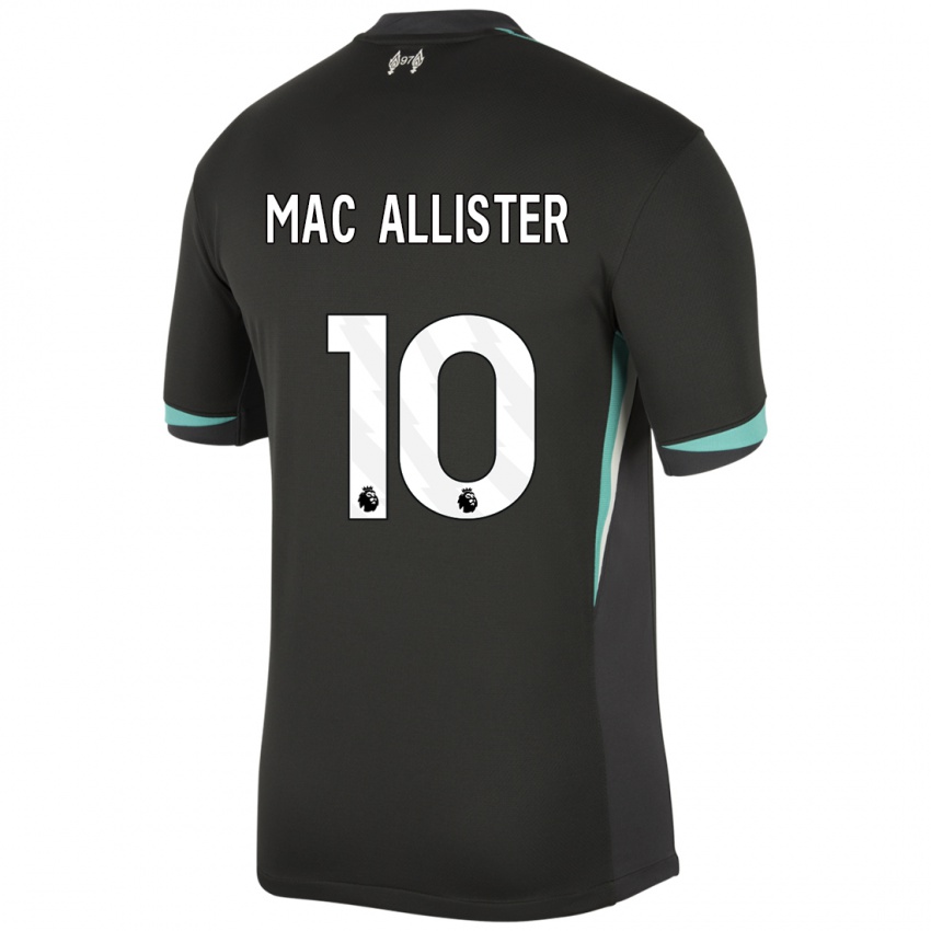 Gyermek Alexis Mac Allister #10 Fekete Antracit Fehér Idegenbeli Jersey 2024/25 Mez Póló Ing