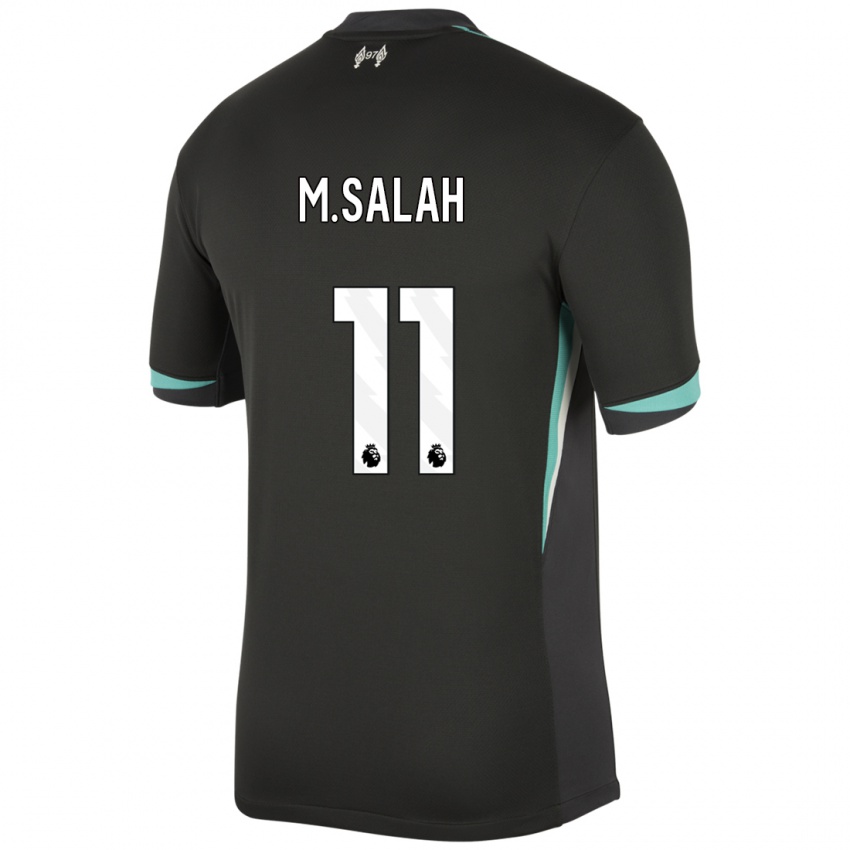 Gyermek Mohamed Salah #11 Fekete Antracit Fehér Idegenbeli Jersey 2024/25 Mez Póló Ing