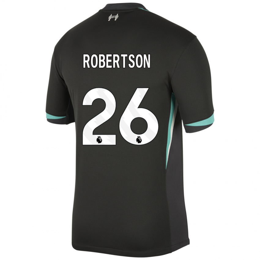 Gyermek Andrew Robertson #26 Fekete Antracit Fehér Idegenbeli Jersey 2024/25 Mez Póló Ing