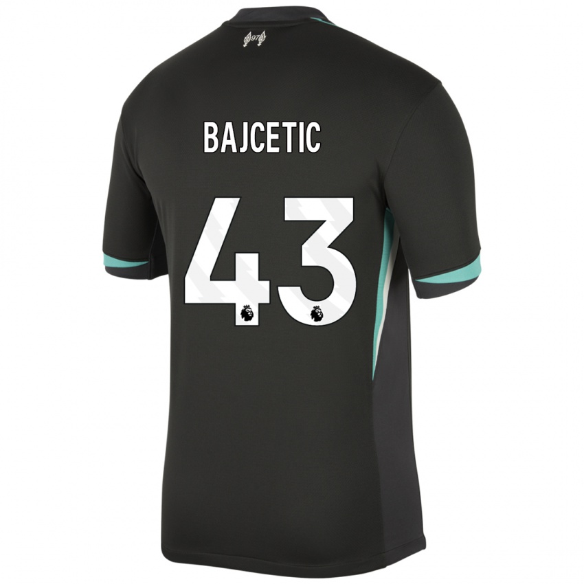 Gyermek Stefan Bajcetic #43 Fekete Antracit Fehér Idegenbeli Jersey 2024/25 Mez Póló Ing