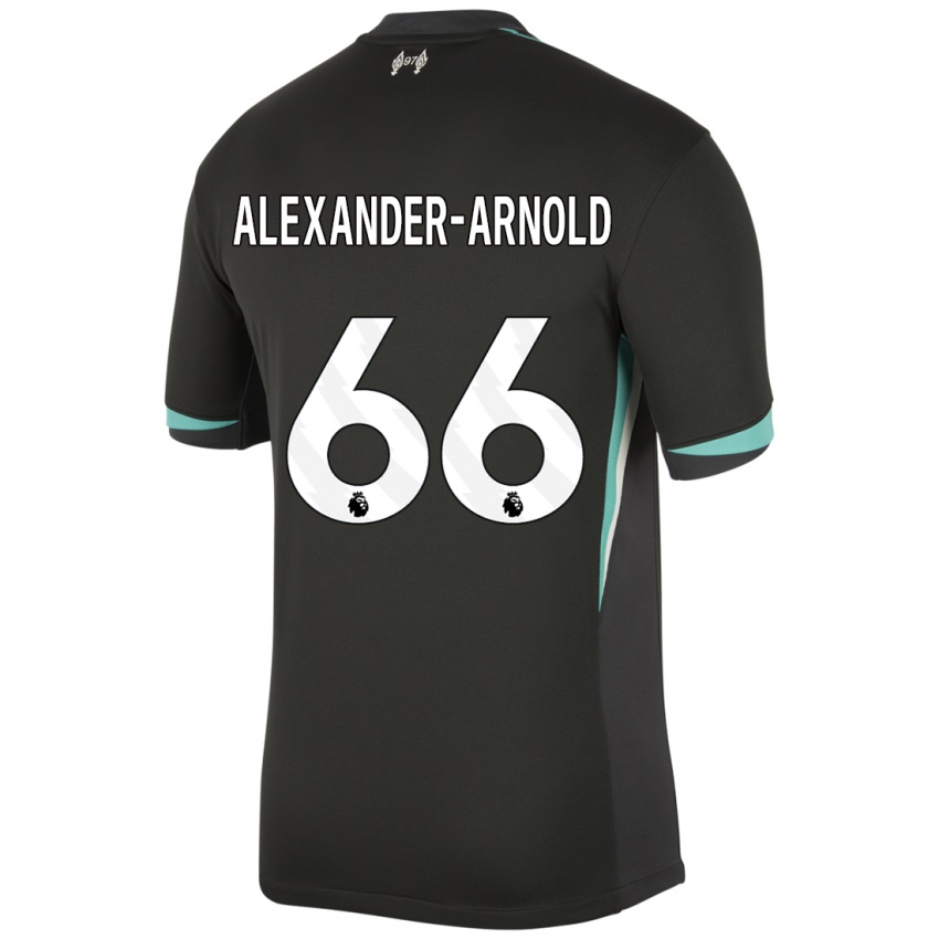 Gyermek Trent Alexander-Arnold #66 Fekete Antracit Fehér Idegenbeli Jersey 2024/25 Mez Póló Ing