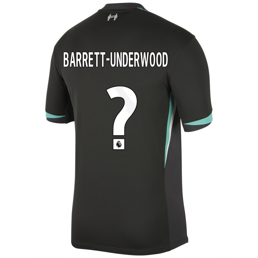 Gyermek Keehan Barrett-Underwood #0 Fekete Antracit Fehér Idegenbeli Jersey 2024/25 Mez Póló Ing