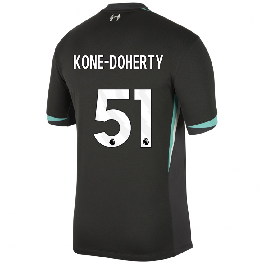 Gyermek Trent Kone-Doherty #51 Fekete Antracit Fehér Idegenbeli Jersey 2024/25 Mez Póló Ing