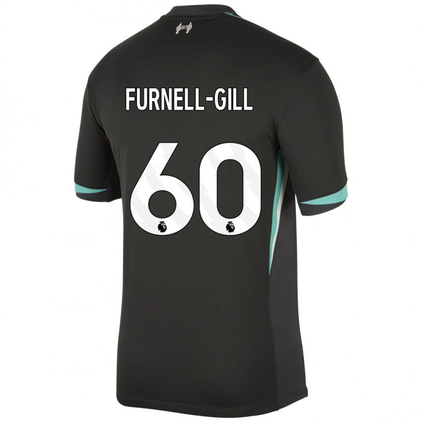 Gyermek Luca Furnell-Gill #60 Fekete Antracit Fehér Idegenbeli Jersey 2024/25 Mez Póló Ing