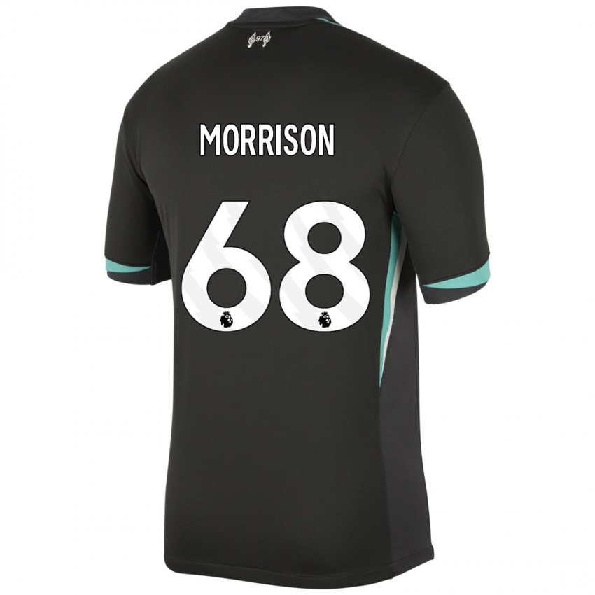 Gyermek Kieran Morrison #68 Fekete Antracit Fehér Idegenbeli Jersey 2024/25 Mez Póló Ing