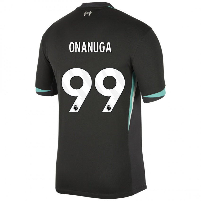 Gyermek Fola Onanuga #99 Fekete Antracit Fehér Idegenbeli Jersey 2024/25 Mez Póló Ing