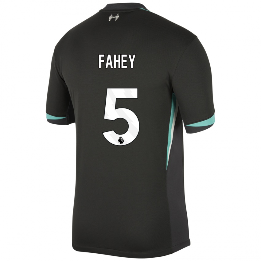 Gyermek Niamh Fahey #5 Fekete Antracit Fehér Idegenbeli Jersey 2024/25 Mez Póló Ing