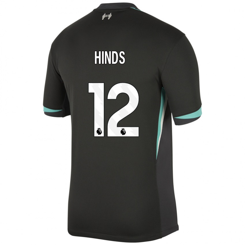 Gyermek Taylor Hinds #12 Fekete Antracit Fehér Idegenbeli Jersey 2024/25 Mez Póló Ing