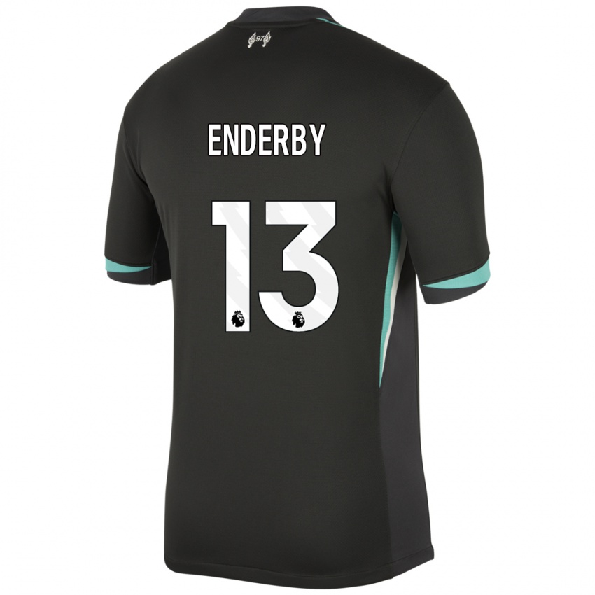 Gyermek Mia Enderby #13 Fekete Antracit Fehér Idegenbeli Jersey 2024/25 Mez Póló Ing