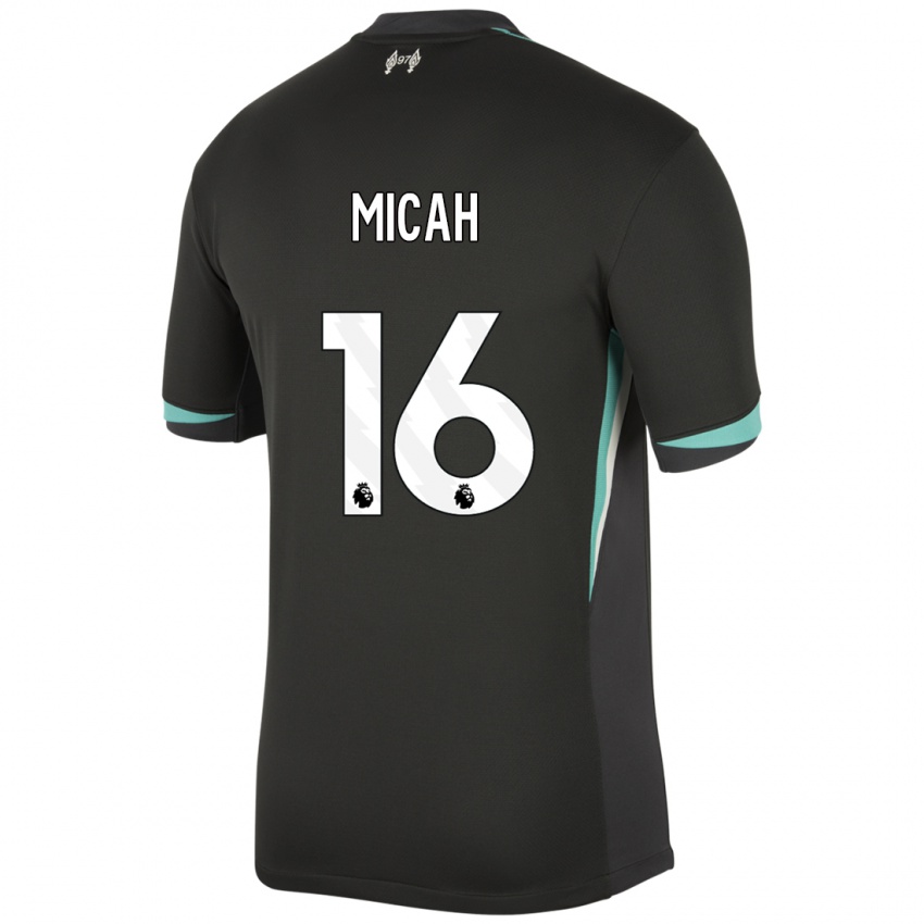 Gyermek Teagan Micah #16 Fekete Antracit Fehér Idegenbeli Jersey 2024/25 Mez Póló Ing