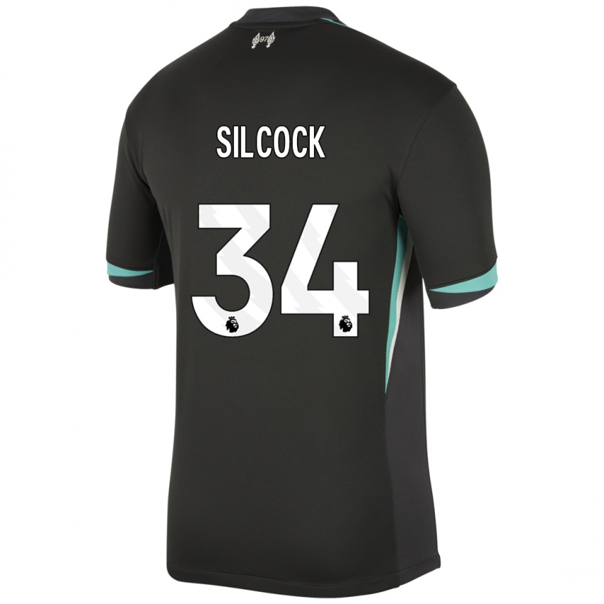 Gyermek Hannah Silcock #34 Fekete Antracit Fehér Idegenbeli Jersey 2024/25 Mez Póló Ing