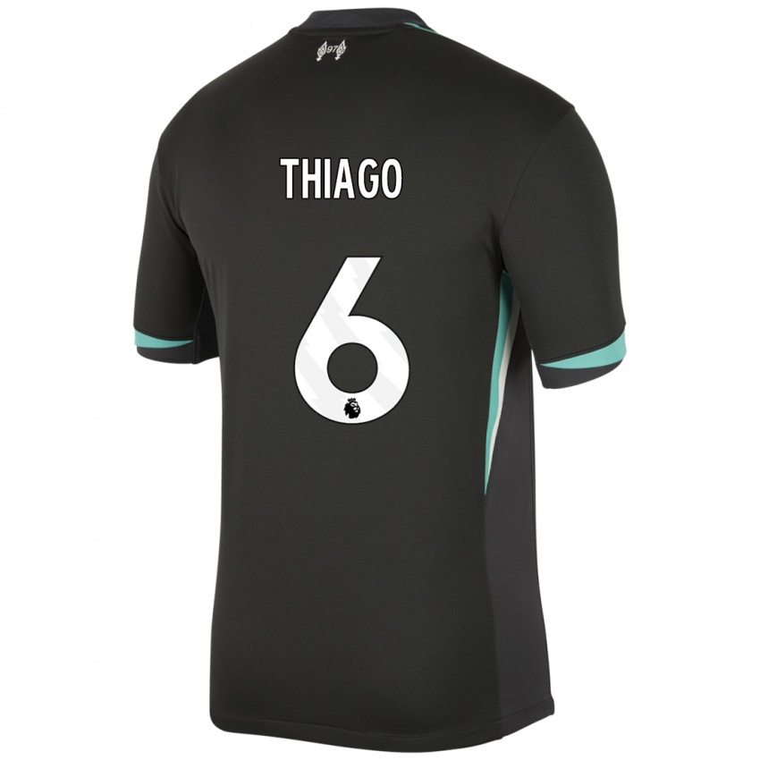 Gyermek Thiago #6 Fekete Antracit Fehér Idegenbeli Jersey 2024/25 Mez Póló Ing