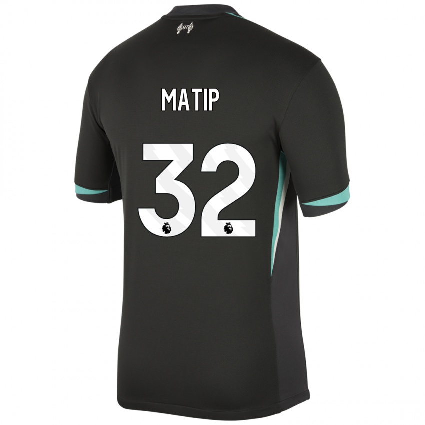 Gyermek Joel Matip #32 Fekete Antracit Fehér Idegenbeli Jersey 2024/25 Mez Póló Ing