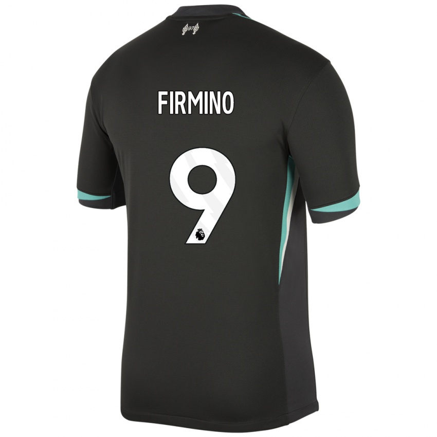 Gyermek Roberto Firmino #9 Fekete Antracit Fehér Idegenbeli Jersey 2024/25 Mez Póló Ing