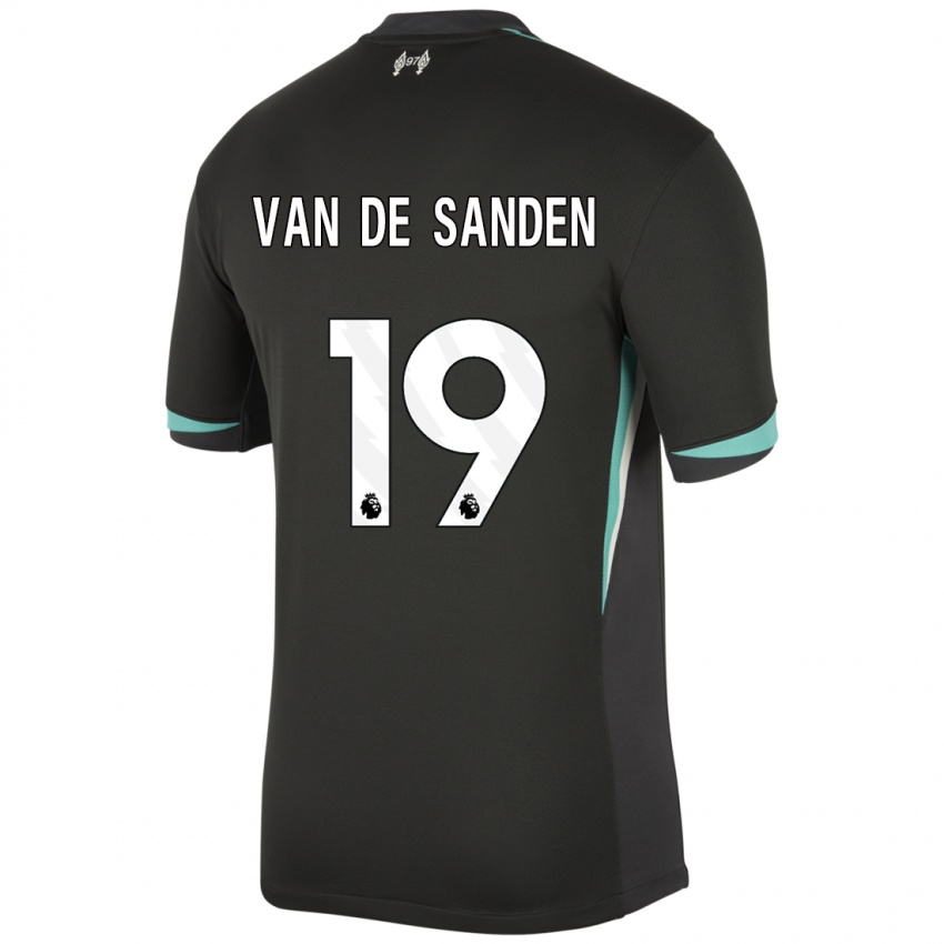 Gyermek Shanice Van De Sanden #19 Fekete Antracit Fehér Idegenbeli Jersey 2024/25 Mez Póló Ing