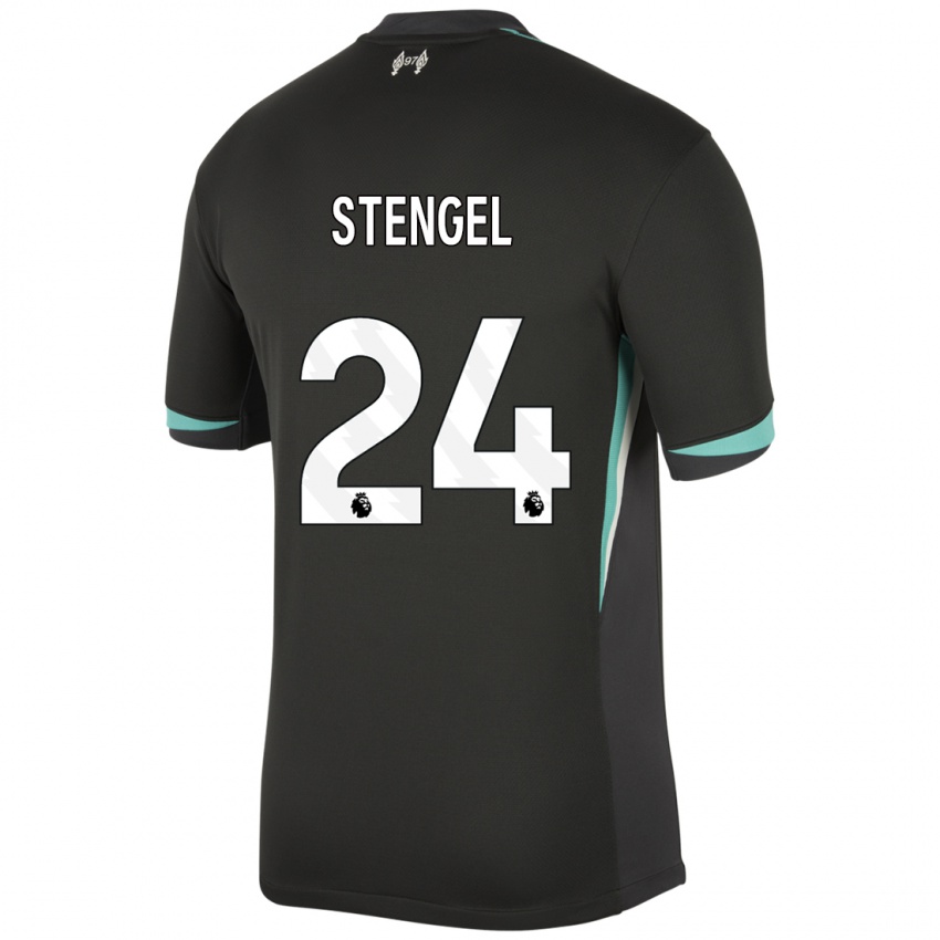 Gyermek Katie Stengel #24 Fekete Antracit Fehér Idegenbeli Jersey 2024/25 Mez Póló Ing