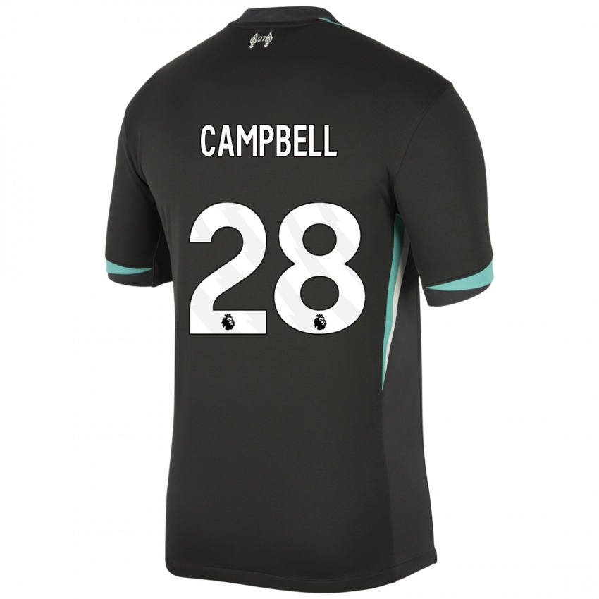 Gyermek Megan Campbell #28 Fekete Antracit Fehér Idegenbeli Jersey 2024/25 Mez Póló Ing