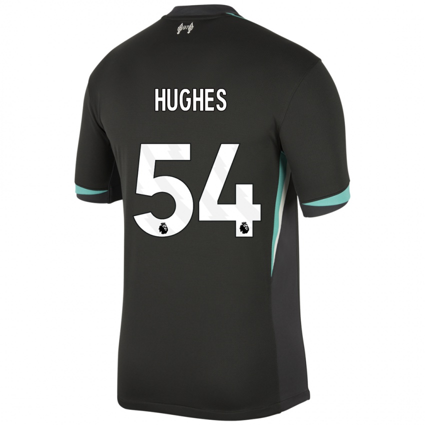 Gyermek Liam Hughes #54 Fekete Antracit Fehér Idegenbeli Jersey 2024/25 Mez Póló Ing