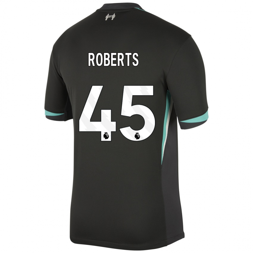 Gyermek Iwan Roberts #45 Fekete Antracit Fehér Idegenbeli Jersey 2024/25 Mez Póló Ing