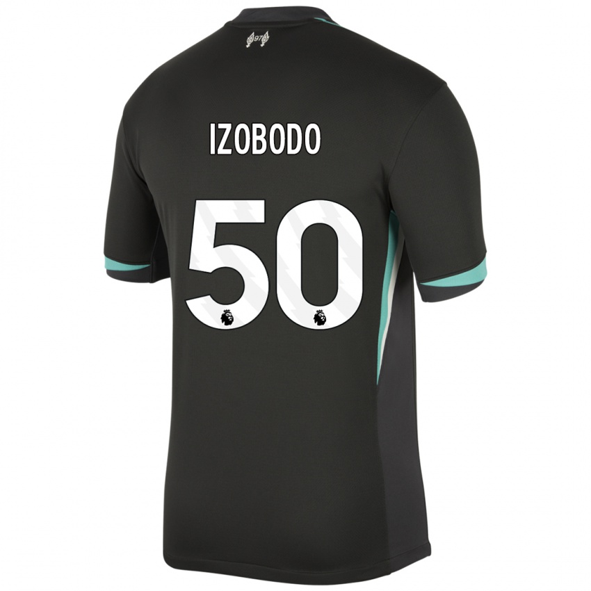 Gyermek Elijah Izobodo John #50 Fekete Antracit Fehér Idegenbeli Jersey 2024/25 Mez Póló Ing