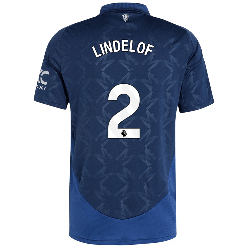 Gyermek Victor Lindelof #2 Indigó Idegenbeli Jersey 2024/25 Mez Póló Ing