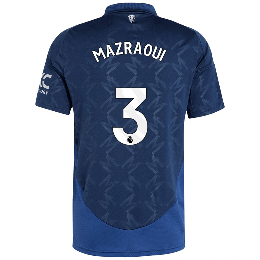 Gyermek Noussair Mazraoui #3 Indigó Idegenbeli Jersey 2024/25 Mez Póló Ing