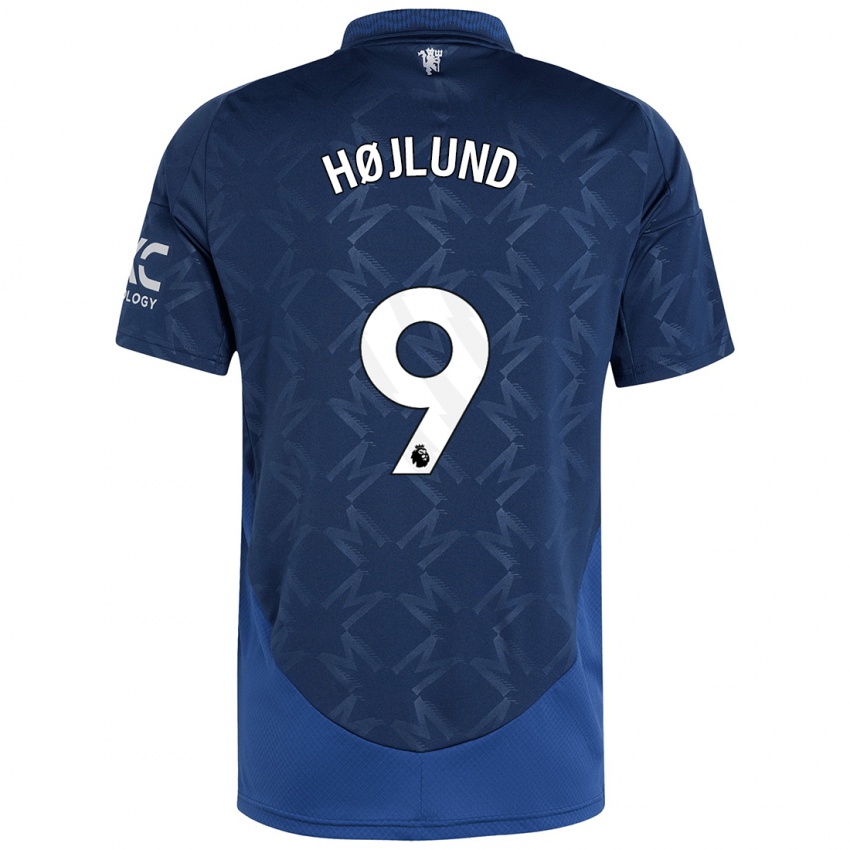 Gyermek Rasmus Højlund #9 Indigó Idegenbeli Jersey 2024/25 Mez Póló Ing