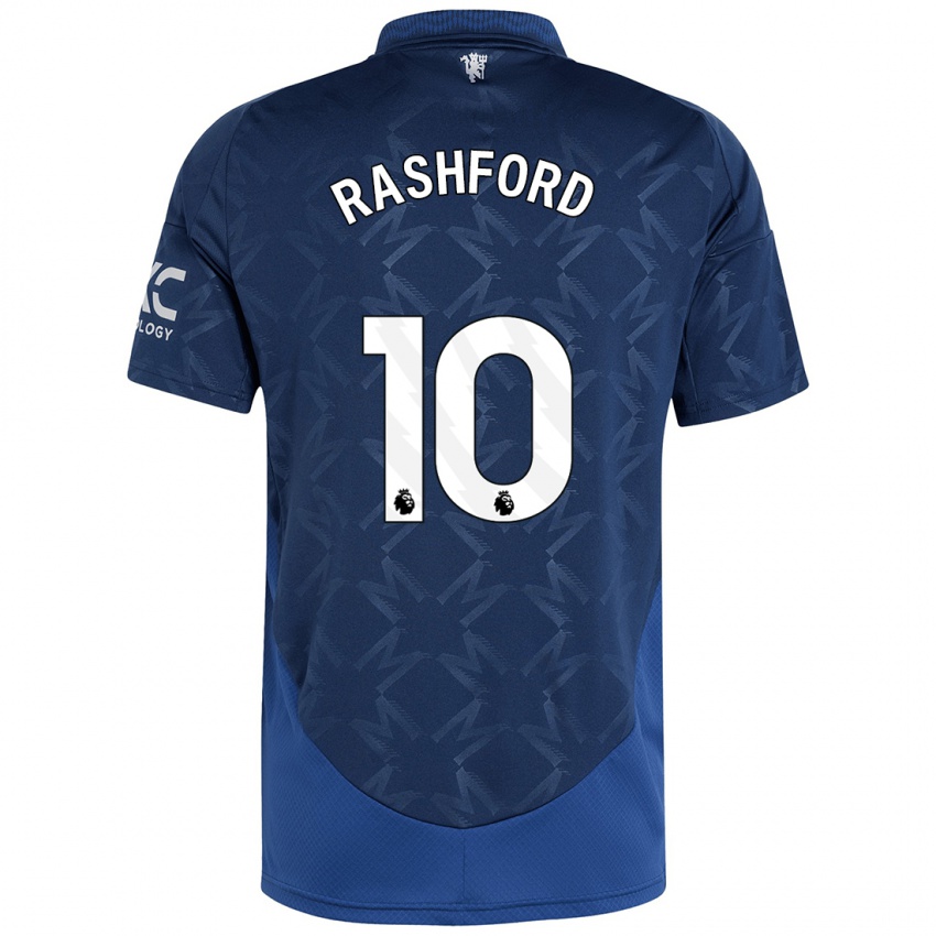 Gyermek Marcus Rashford #10 Indigó Idegenbeli Jersey 2024/25 Mez Póló Ing